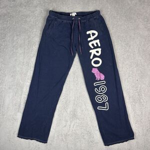 Y2K Vintage Aeropostale Sweatpants Size XS Women's Blue Drawstring Pockets Logo